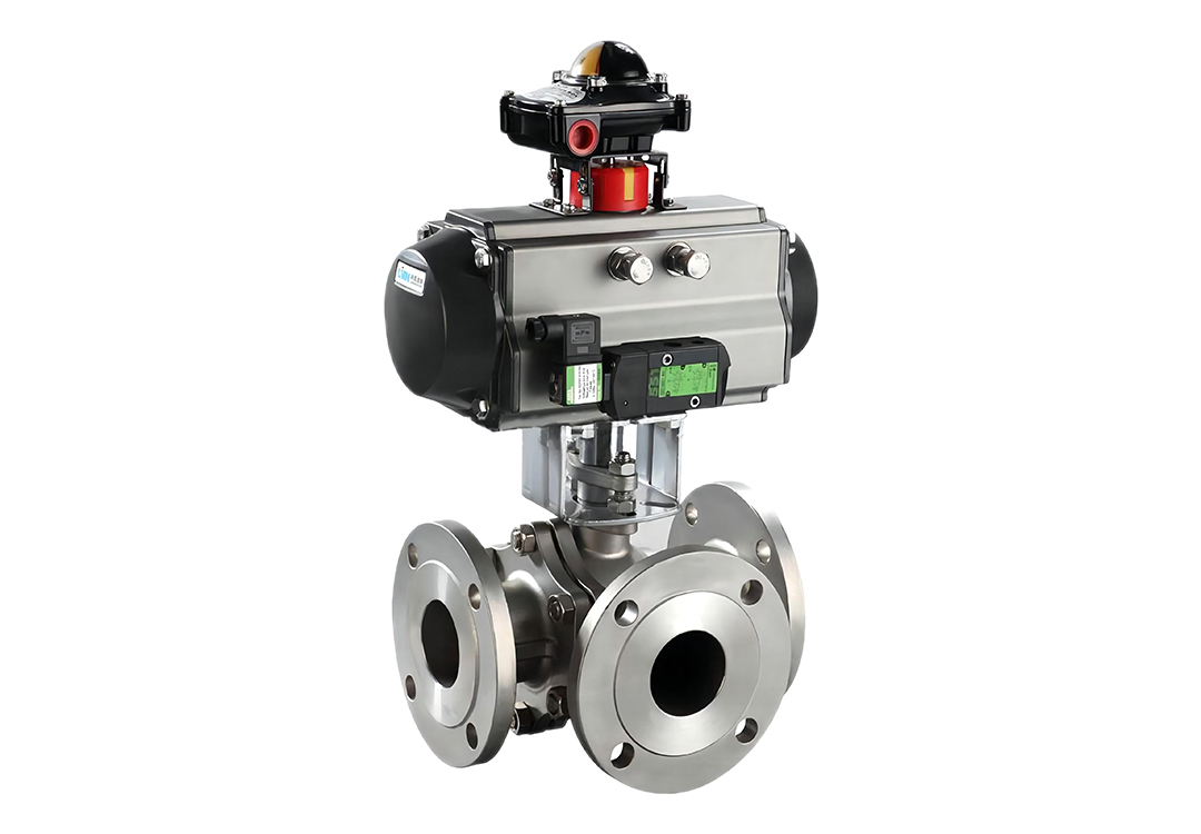 Pneumatic Flanged L-Type Three-Way Ball Valve1