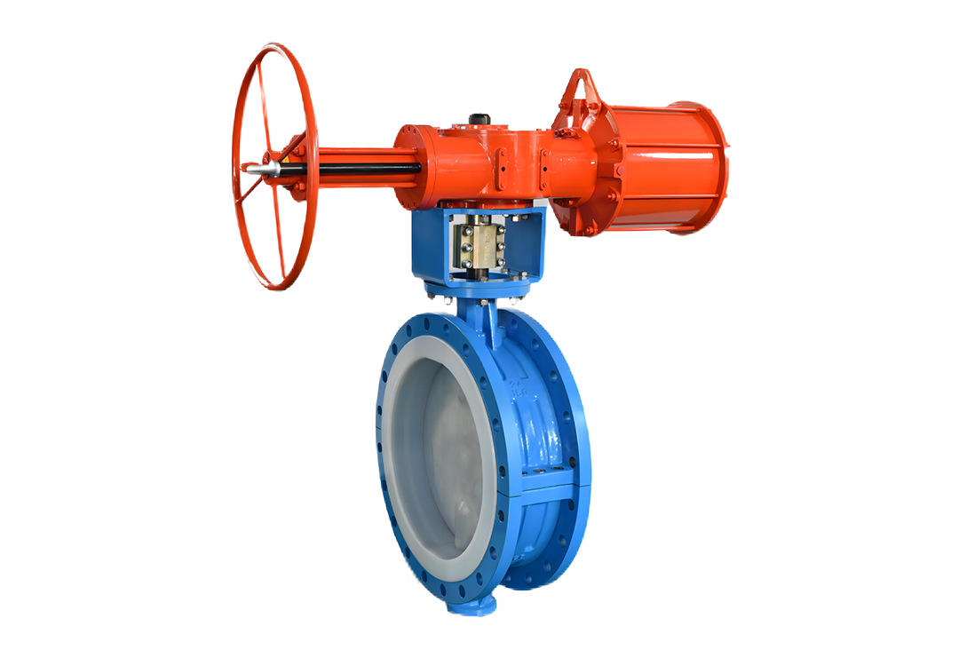 Pneumatic Split Body Flanged PTFE-Lined Concentric Butterfly Valve