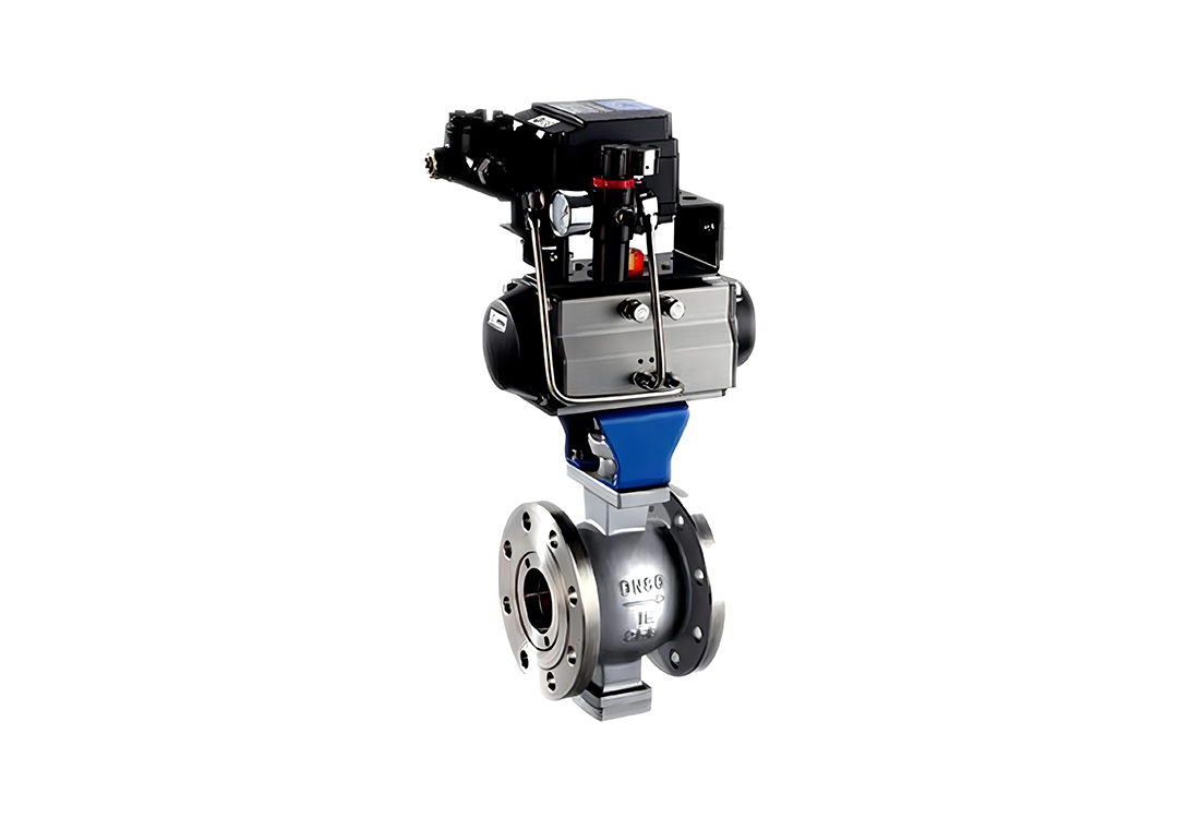 Pneumatic V Port Stainless Steel Flanged Emergency Shutoff Ball Valve